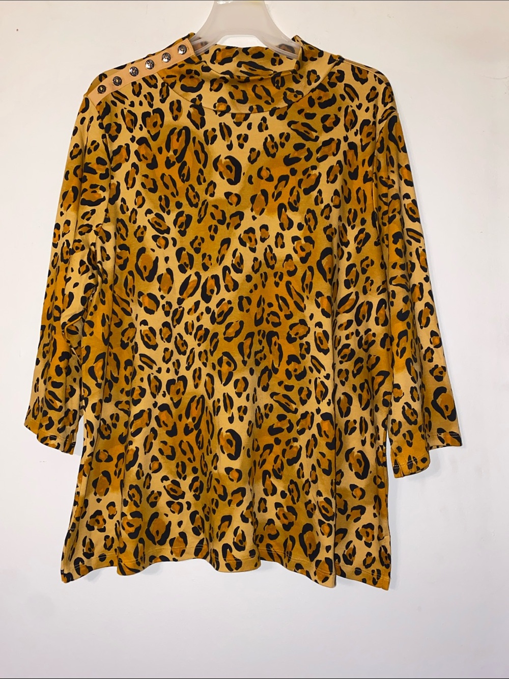 Estate Leopard-Print Tunic in Brown and Black with Shoulder Buttons